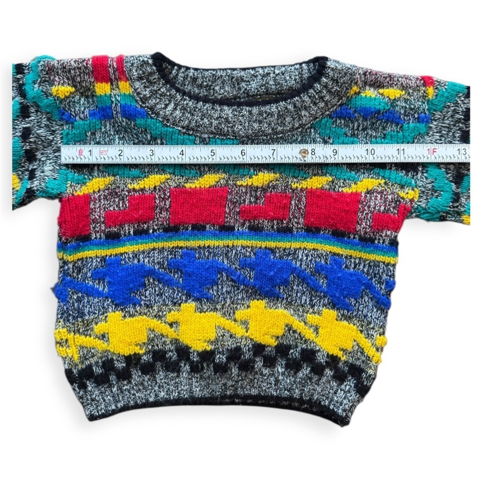 Children’s 90’s Vintage Multicolor Knit Barrel Sweater/Jumper - Picture 4 of 6
